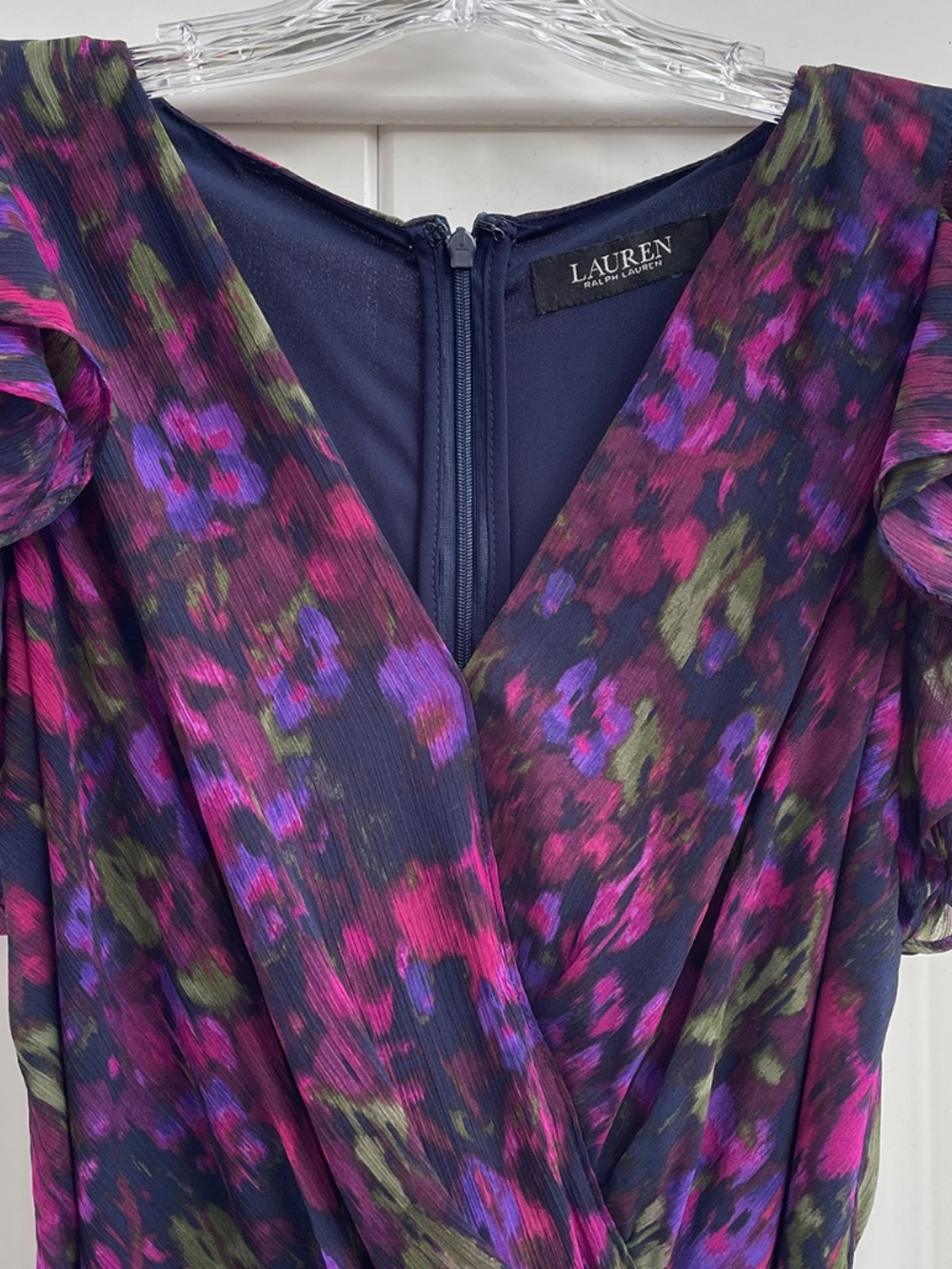 Ralph Lauren Georgette Dress Long Formal Ruffle Flutter Floral 6 - Picture 8 of 14